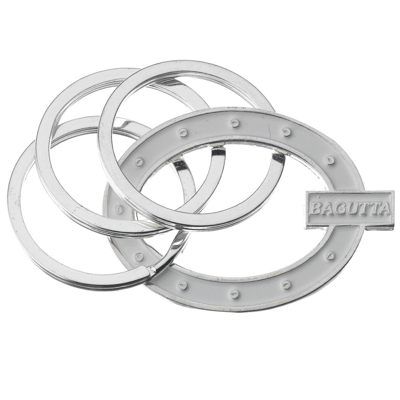 PORTACHIAVI SILVER PLATED OVALE BIANCO CON CHIODINI